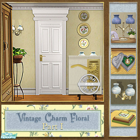 Sims 2 — Vintage Charm Floral - Door Diagonal Mesh by Cashcraft — Vintage Charm Floral Part I, features a sunny floral