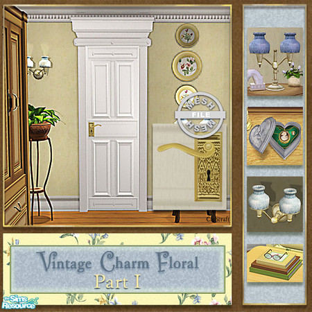 Sims 2 — Vintage Charm Floral - Door Mesh by Cashcraft — Vintage Charm Floral Part I, features a sunny floral print and