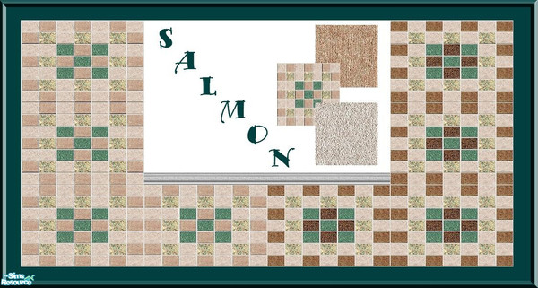 Sims 2 — Salmon by Lorah — Salmon, mint, peach, browns in tile and carpet.