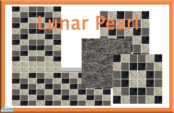 Sims 2 — Lunar Pearl by Lorah — Semi-futuristic tiles and carpet in black, grey and cream.