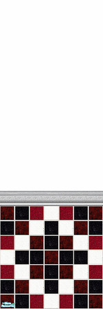 Sims 2 — Checkers Half by Lorah — Red, black and white tile set for kitchen or bath. King me!