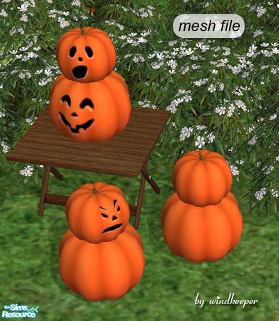 Sims 2 — Two pumpkins by Windkeeper — *Jun 17/06 updated to remove shine* Plain pumpkin and three carved faces included