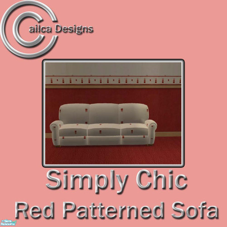 Sims 2 — Simply Chic Red Patterned Sofa by Cailca — A living/dining room set that matches my Simply Chic Walls. The