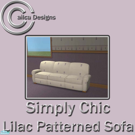 Sims 2 — Simply Chic Lilac Patterned Sofa by Cailca — A living/dining room set that matches my Simply Chic Walls. The