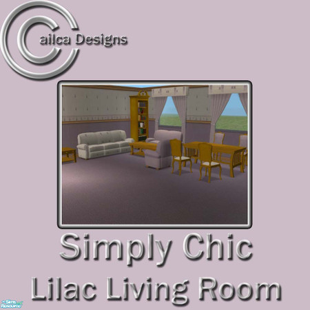 Sims 2 — Simply Chic Lilac Living Room by Cailca — A living/dining room set that matches my Simply Chic Walls. The