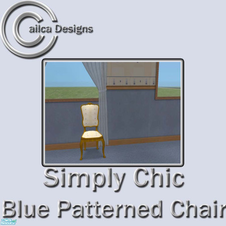 Sims 2 — Simply Chic Blue Patterned Chair by Cailca — A living/dining room set that matches my Simply Chic Walls. The