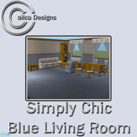 Sims 2 — Simply Chic Blue Living Room by Cailca — A living/dining room set that matches my Simply Chic Walls. The