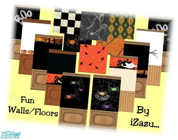 Sims 2 — Halloween Fun Walls/Floors by iZazu — Want a little bit of fun added to your home/office/work for Halloween