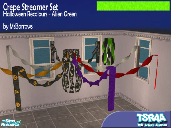 Sims 2 — MsB - Crepe Recolour - Alien Green by MsBarrows — Alien Green crepe recolour for the Crepe Streamer Set. Will