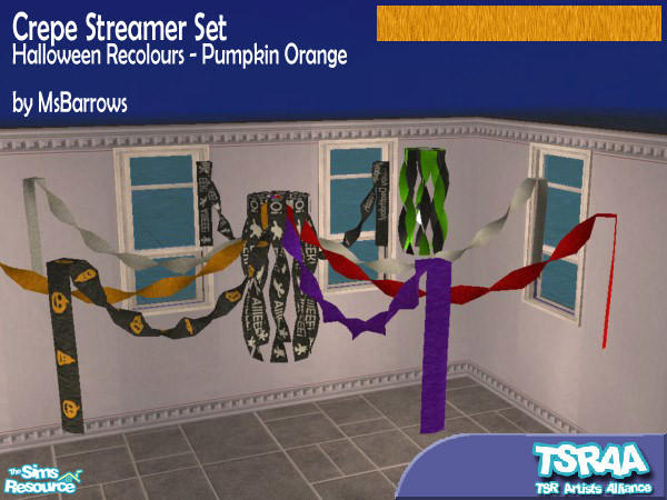 Sims 2 — MsB - Crepe Recolour - Orange by MsBarrows — Orange crepe recolour for the Crepe Streamer Set. Will apply to all