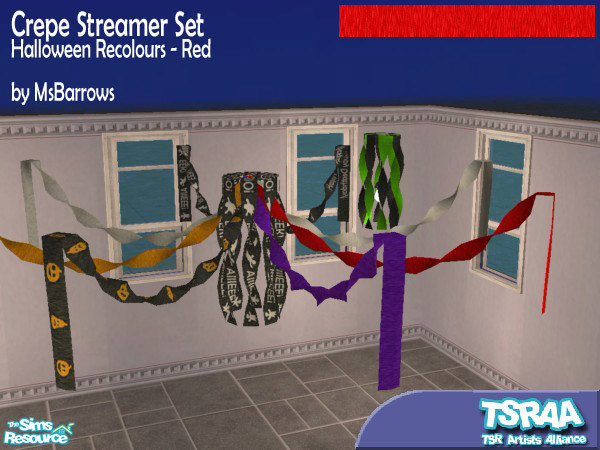 Sims 2 — MsB - Crepe Recolour - Red by MsBarrows — Red crepe recolour for the Crepe Streamer Set. Will apply to all items
