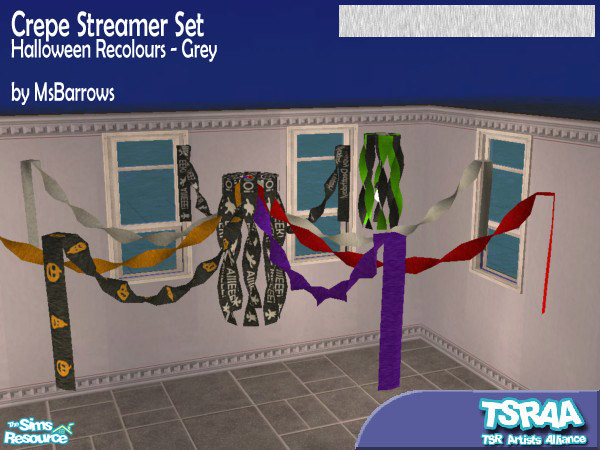 Sims 2 — MsB - Crepe Recolour - Grey by MsBarrows — Grey crepe recolour for the Crepe Streamer Set. Will apply to all