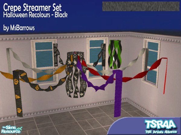 Sims 2 — MsB - Crepe Recolour - Black by MsBarrows — Black crepe recolour for the Crepe Streamer Set. Will apply to all