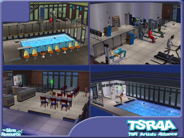 Sims 2 — Spuddy's Gym by vector_prft — 2x2 lot, extra small for quick loading. Nevertheless contains just about