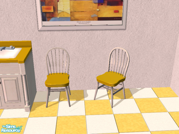 Sims 2 — Basic Yellow And White Chair by lmosca — A golden yellow and white dining chair. Part of the Basic Yellow and