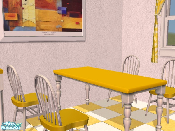 Sims 2 — Basic Yellow And White Dining Set by lmosca — A golden yellow and white table and chairs. Matches the Chez Moi