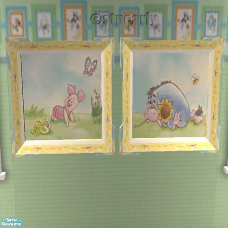 Sims 2 — Pooh Art Piglet by STP Carly — Pooh Nursery includes: high chair, potty, art, crib bedding, crib, changing