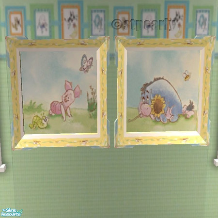 Sims 2 — Pooh Art by STP Carly — Pooh Nursery includes: high chair, potty, art, crib bedding, crib, changing table,