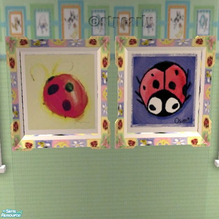 Sims 2 — Lady Bug Art  Yellow by STP Carly — Lady Bug Nursery set includes: crib, bedding, potty, high chair, rug,
