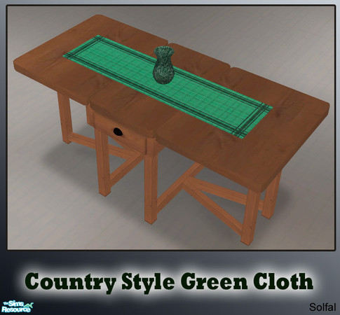 Sims 2 — CountryStyleGreenCloth by solfal — Green cloth colour option for my country dining table