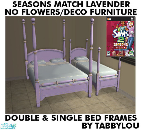 Sims 2 — TL - SM NoFlowersDeco Lavender BedFrames by TabbyLou — Double & Single country Bed Frames recolor with No