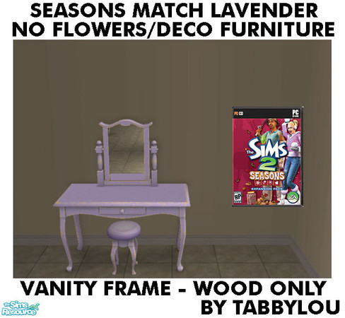 Sims 2 — TL - SM NoFlowersDeco Lavender VanityFrame by TabbyLou — Back Country Vanity - Wood Frame ONLY recolor with No