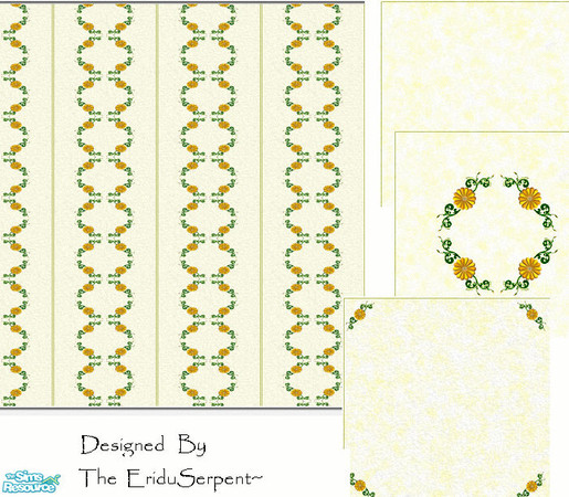 Sims 2 — Summer Wallpaper & Tile Set by eriduserpent — A wallpaper with three different tiles to choose from. Ideal