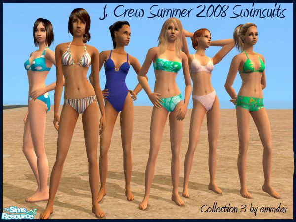 Sims 2 — J. Crew Summer 2008 Swimsuit Collection 3 by emmdav — My third set of J. Crew Summer 2008 swimwear. Includes six
