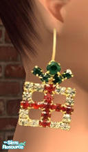 Sims 2 — Christmas Present by Ses — Golden earrings in the shape of Christmas Presents with red and green gems