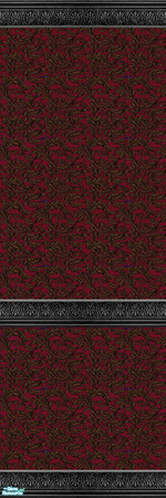 Sims 2 — Gothic Wall 2 by Simaddict99 — The look of black lace over deep, rich red accented with carved, black wood