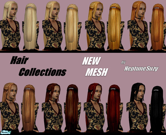 Sims 2 — NSC Hair Set 43 by Neptunesuzy — Your sims will love this Set of Beautiful Long Hair Styles! New Mesh is