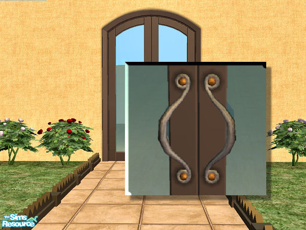 Sims 2 — ToT French Door - old brass handle by chrissy6930 — Recolor of the Touch of Teak French Door. Wallpaper by DOT.