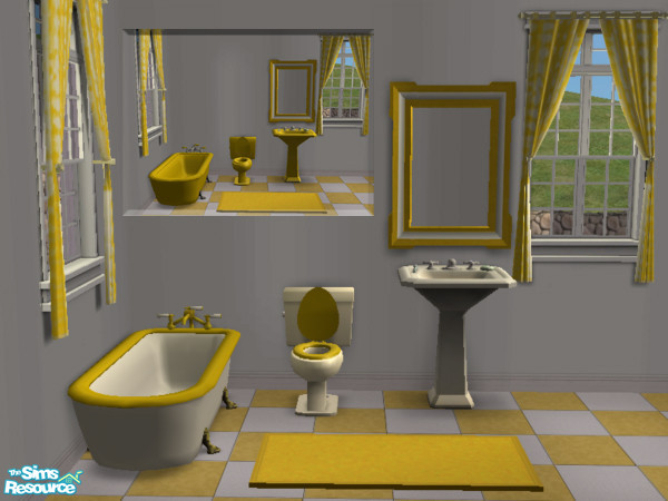 Sims 2 — Basic Yellow And White Bath Set by lmosca — A golden yellow and white bathroom set (matches Maxis'