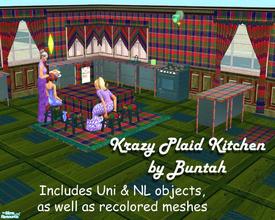 Sims 2 — Krazy Plaid Kitchen by buntah — This set includes stuff that requires Uni, NL, and some meshes, so check the