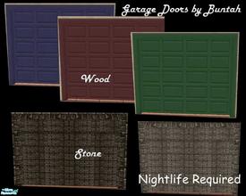 Sims 2 — Alternative Garage Doors by Buntah by buntah — An assortment of wooden and stone garage doors. NIGHTLIFE