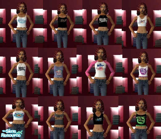 Sims 2 — Shirts for Teen Girls by sweetiefly21 — There are 12 shirts in the set.
