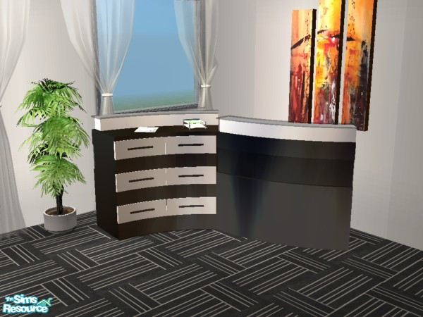 Sims 2 — Black & White Office Cairo Reception rig by Funny2401 — Bookcase , Endtable , Lamp (Reception) , Lamp ,