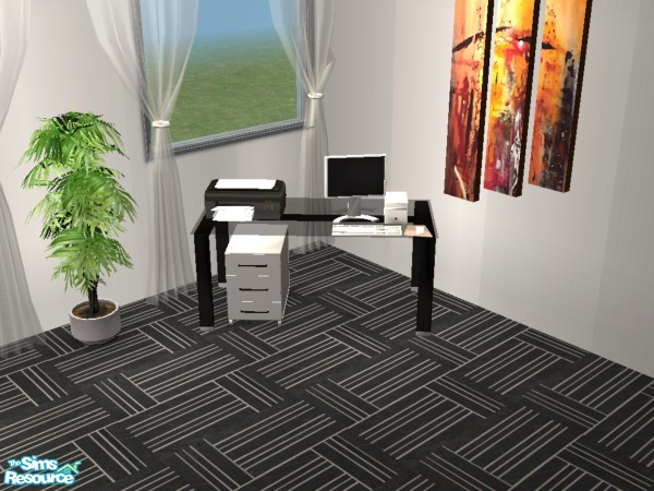 Sims 2 — Black & White Office Cairo PC by Funny2401 — Bookcase , Endtable , Lamp (Reception) , Lamp , Armchair ,