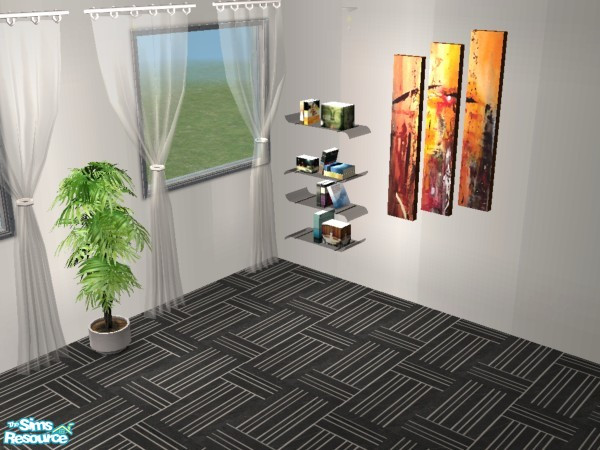 Sims 2 — Black & White Office Cairo Bookcase by Funny2401 — Bookcase , Endtable , Lamp (Reception) , Lamp , Armchair