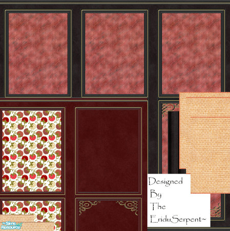Sims 2 — Japanese Panel & Tatami Mat Set (2) by eriduserpent — Two sets in one pack. A black panel set with wood