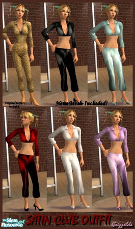 Sims 2 — Satin Club Outfit Set by Grizzelda — This set of teens satin two piece club wear with matching heels is based on