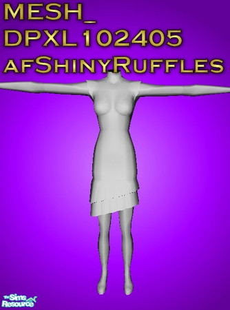 Sims 2 — MESH_DPXL102405afShinyRuffles by Dr Pixel — Mesh file for the Adult Female Silky Dresses - no expansion pack