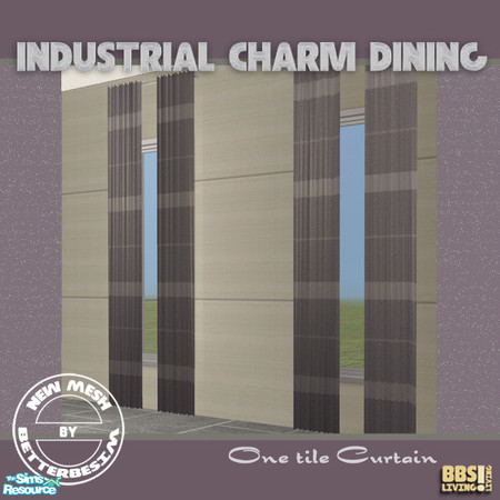 Sims 2 — Industrial Charm Dining, Curtain by BetterbeSim — A new Mesh. At request: the one-tile version of the "Red