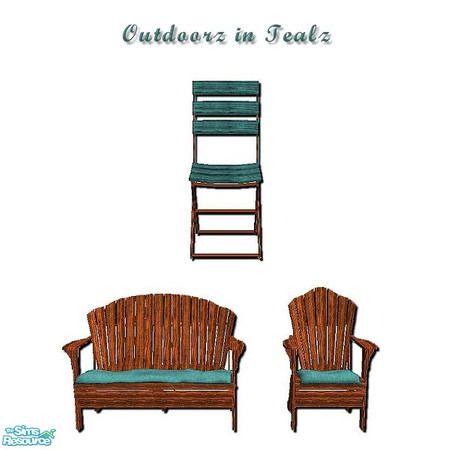 Sims 2 — Outdoorz in Tealz by iwubu — The perfect compliment to the Outdoorz Wood Setz, this chair and these cushions are