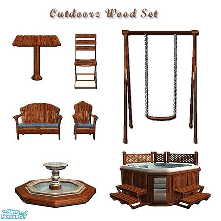 Sims 2 — Outdoorz Setz - Wood by iwubu — Outdoorz in rich and vibrant Koa wood ... The wood setz made to match the