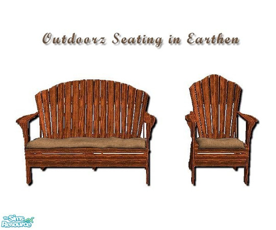 Sims 2 — Outdoorz in Earthen Seats by iwubu — The perfect compliment to the Outdoorz Wood Setz, this chair and these