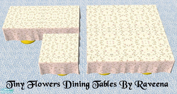 Sims 2 — Tiny Flowers Dining Table by Raveena — All 3 sizes included in the package file. Nightlife required.