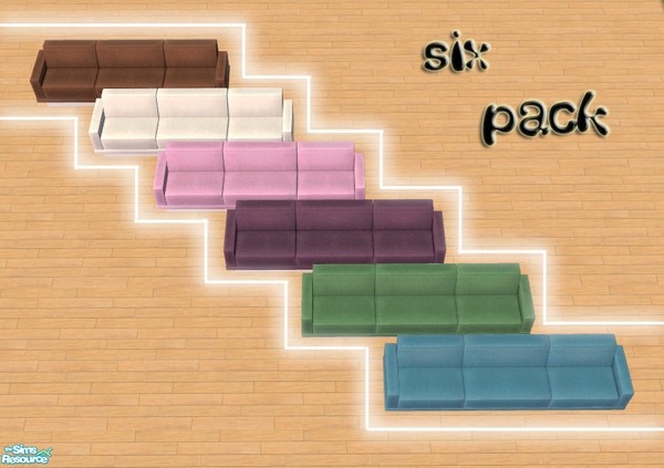 Sims 2 — Six Pack by Queen_Of_The_Stone_Age — Sectional sofa in 6 colors..with white base