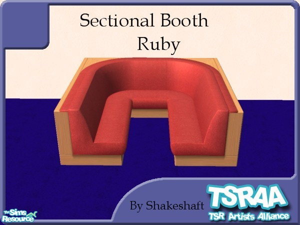 Sims 2 — Sectional Booth Ruby by Shakeshaft — A Ruby Red colour. ** TSRAA Member **