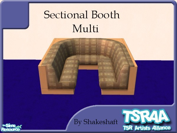 Sims 2 — Sectional Booth Multi by Shakeshaft — Brown Multi Pattern. ** TSRAA Member **